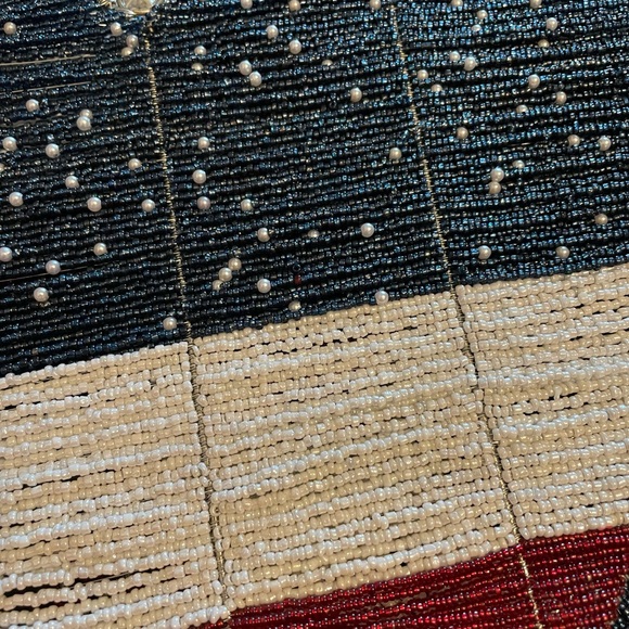 Beaded heart hanging decor. Red white and blue - Picture 3 of 4